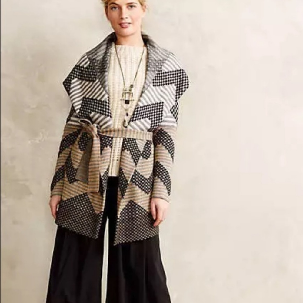 ANTHROPOLOGIE FIELD FLOWER SWEATER COAT